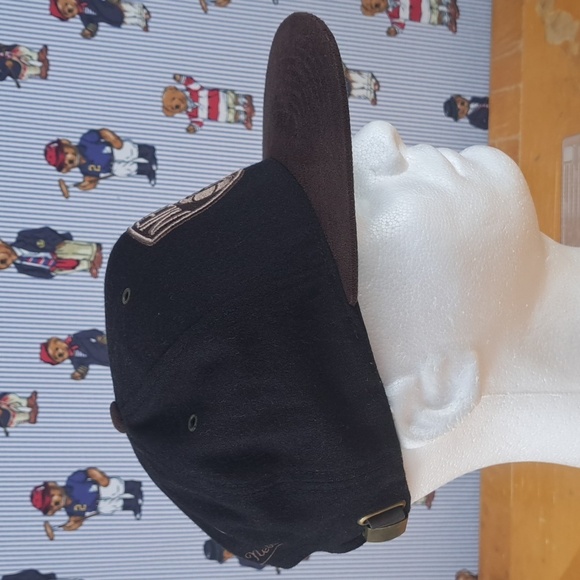 Brooklyn Nets Mitchell & Ness stitched suede brim black & brown leather tab hat - Picture 4 of 8